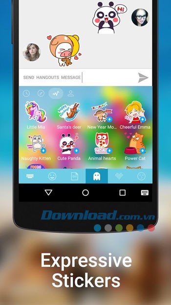 Giao diện sử dụng Kika Keyboard trên Android