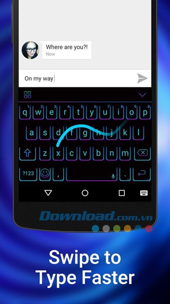Giao diện sử dụng Kika Keyboard trên Android