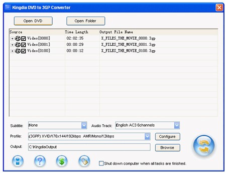 Kingdia DVD to 3GP Converter