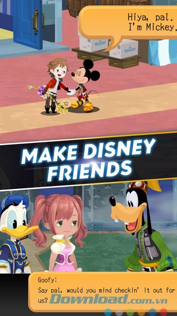 Giao diện chơi game Kingdom Hearts Unchained X