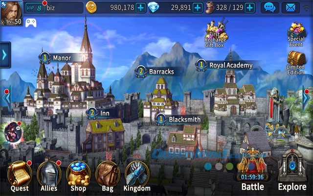 Những thử thách trong game Kingdom of War trên Android