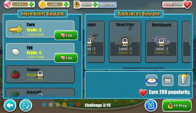 Hệ thống nâng cấp của Kitchen Story