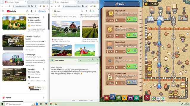 Kkokko Industry game sẽ chạy ở một bên màn hình máy tính