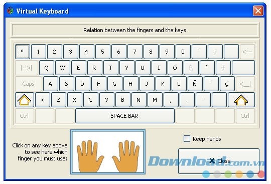 Bàn phím ảo trên Klavaro