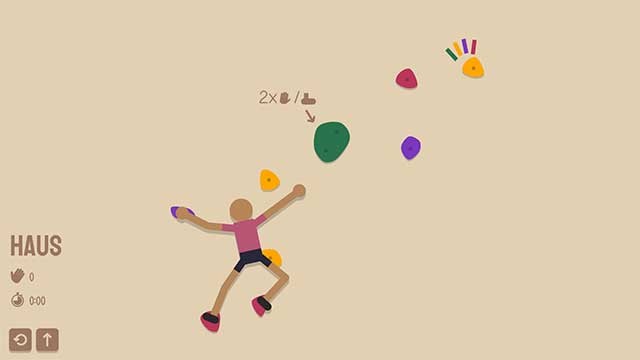 Dùng chuột để nhấc và kéo tay chân của nhân vật lên những gờ đá