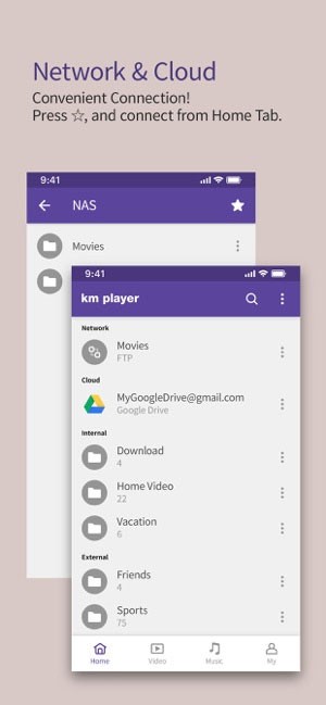 Kết nối với các dịch vụ đám mây từ KMPlayer