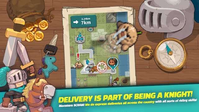 Giao hàng cũng là một phần của việc trở thành hiệp sĩ trong game Knight Rider: A Takeout RPG