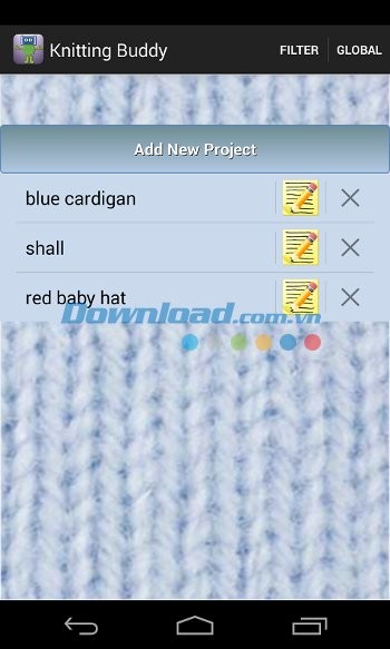 Thêm dự án mới với Knitting and Crochet Buddy cho Android