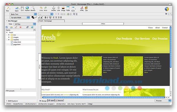 Giao diện chính của KompoZer