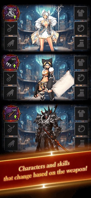 Các nhân vật và kỹ năng sẽ thay đổi tùy theo vũ khí được trang bị