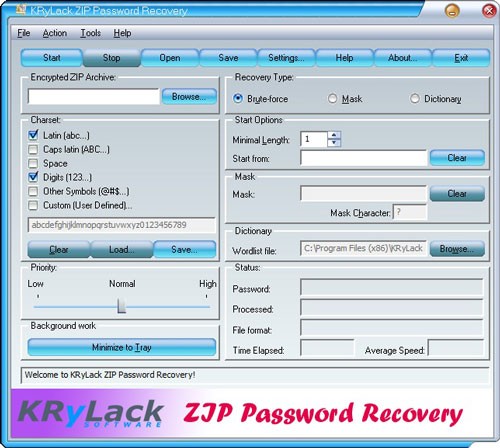 KRyLack ZIP Password Recovery