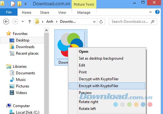 Tùy chọn file cần mã hóa