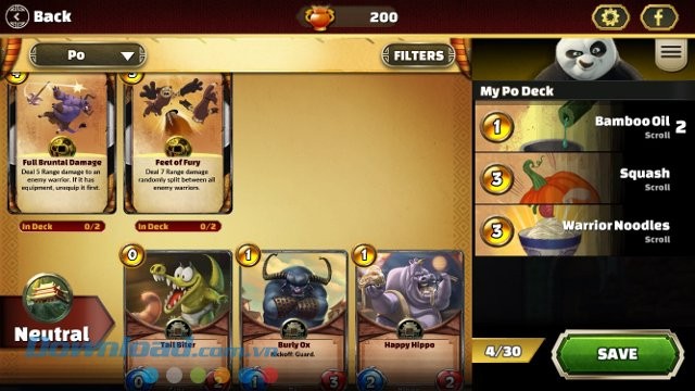 Xây dựng bộ bài trong game Kung Fu Panda: Battle Of Destiny