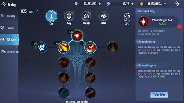 Tính năng Tài năng trên Kỷ nguyên huyền thoại