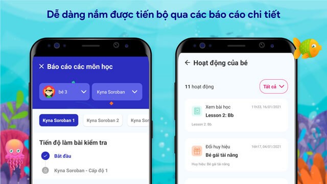 Dễ dàng nắm được tiến bộ qua các báo cáo chi tiết