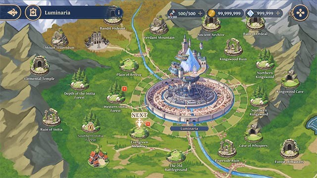 Khám phá bản đồ thế giới game Kyrie and Terra rộng lớn