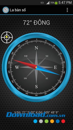 Hướng Đông trong La bàn số for Android