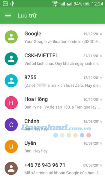 Lưu trữ tin nhắn