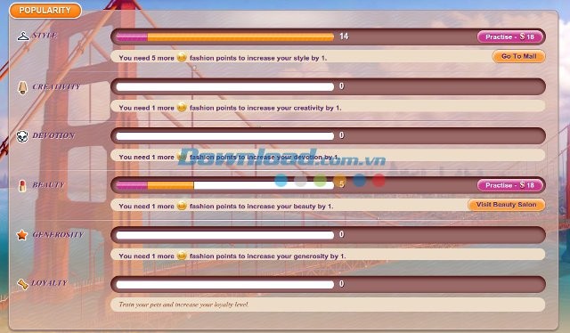 Các kỹ năng trong Lady Popular Fashion Arena