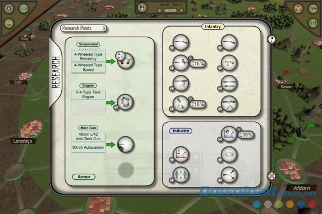 Sử dụng tính năng nghiên cứu trong game chiến thuật mới Land Doctrine cho máy tính