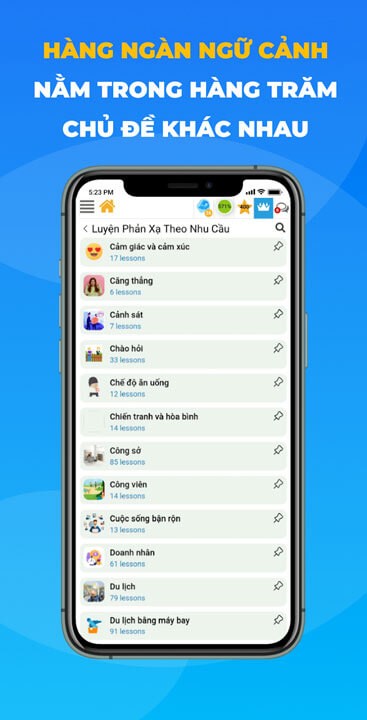 Các bài học với nhiều chủ đề khác nhau