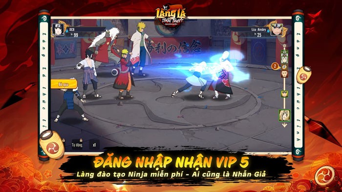Đăng nhập nhận VIP 5, làng đào tạo Ninja miễn phí, ai cũng là nhẫn giả