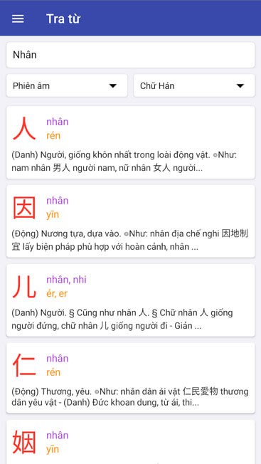 Tra chữ Hán theo âm Hán Việt