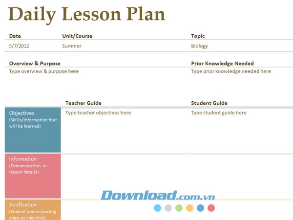 Lập kế hoạch bài học mỗi ngày