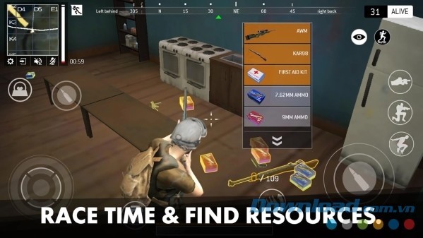 Người chơi sẽ chạy đua với thời gian trong game Last Battleground: Survival cho Android