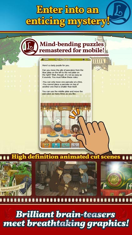 Layton: Pandora's Box in HD sở hữu nền đồ họa đẹp mắt và các câu đố tuyệt vời