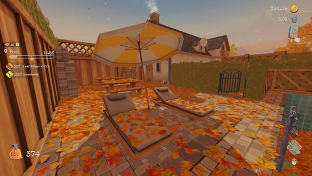 Game mang đến trải nghiệm mô phỏng dọn lá nhẹ nhàng và thư giãn