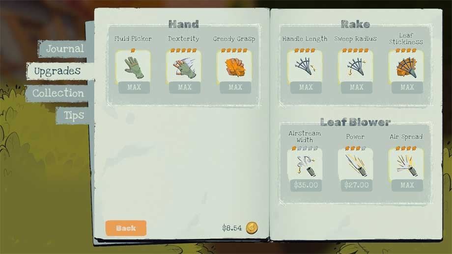 Bảng nâng cấp trong Leaf it Alone