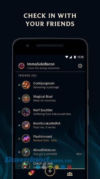 Theo dõi bạn bè trên League Friends