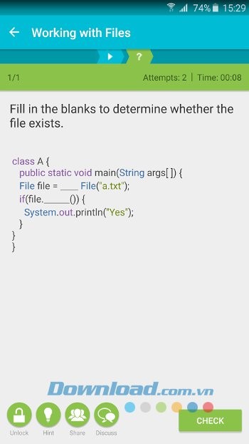 Giao diện bài học trong Learn Java