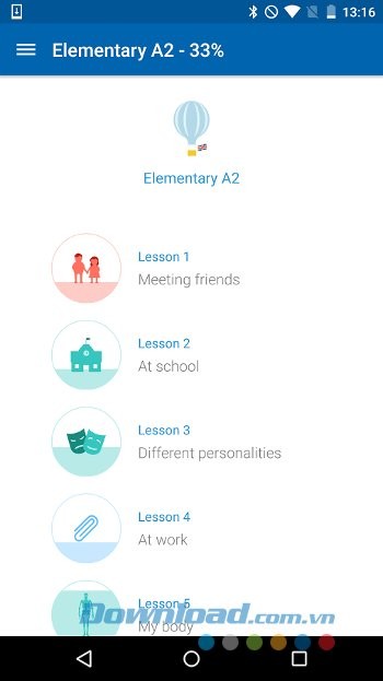 Lựa chọn bài học trên Busuu - Learn Languages