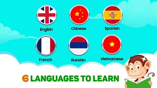 Monkey Junior với 6 ngôn ngữ cho người dùng lựa chọn