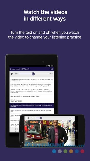 LearnEnglish GREAT Videos hỗ trợ nhiều chế độ xem