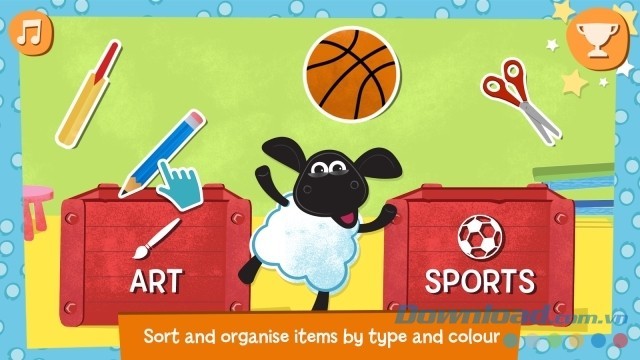 Sắp xếp và phân loại đồ vật vào hộp theo chủng loại và màu sắc