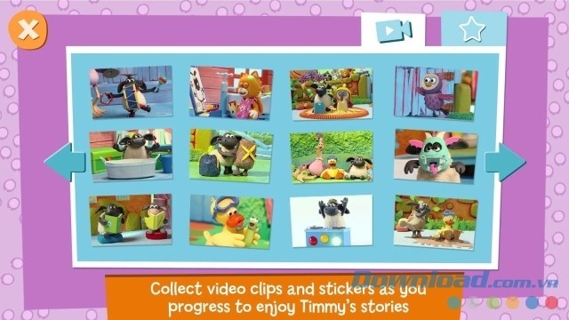 Nhận phần thưởng là các nhãn dán hoặc xem video vui nhộn về chú cừu Timmy