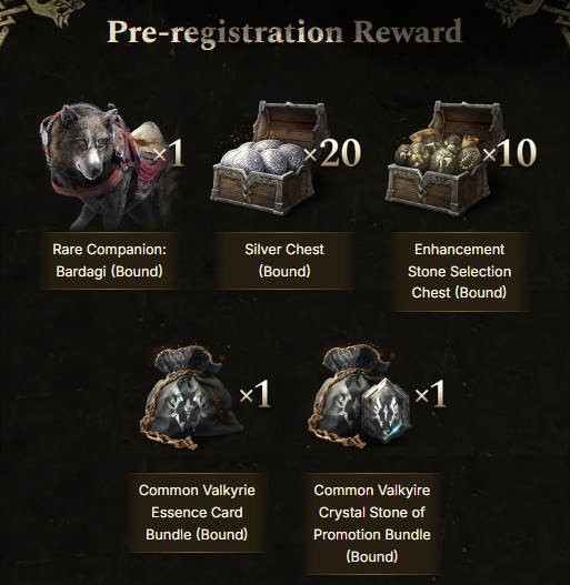 Phần thưởng đăng ký trước game Legend of YMIR