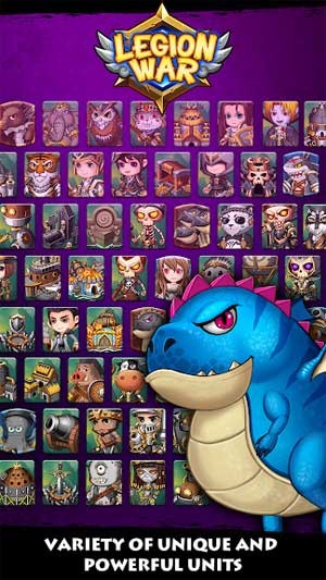 Legion War for Android có rất nhiều đơn vị chiến đấu độc đáo và mạnh mẽ