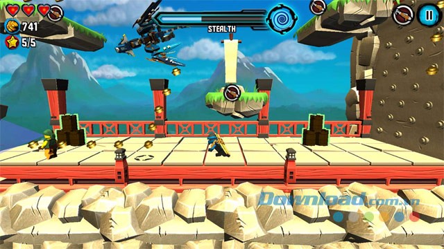 Điều khiển nhân vật chính trong game hành động phiêu lưu miễn phí LEGO Ninjago: Skybound cho máy tính và Windows 10 Mobile
