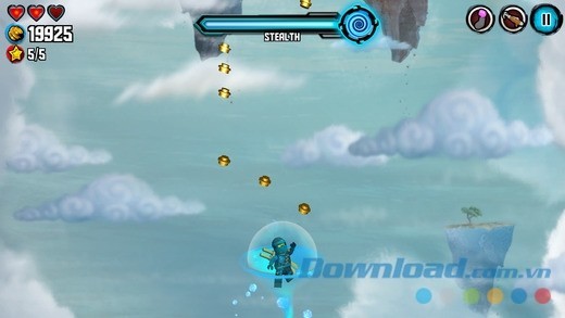Thu thập đinh tán để nâng cấp sức mạnh nhân vật khi chơi LEGO Ninjago: Skybound cho iOS
