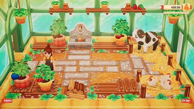 Trồng cây, chăm sóc gà và bò để thu thập sữa tươi, trứng và trái cây