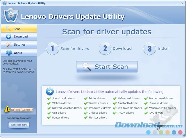Lenovo Drivers Update Utility quét ổ đĩa