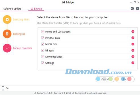 Sao lưu dữ liệu LG sang máy tính