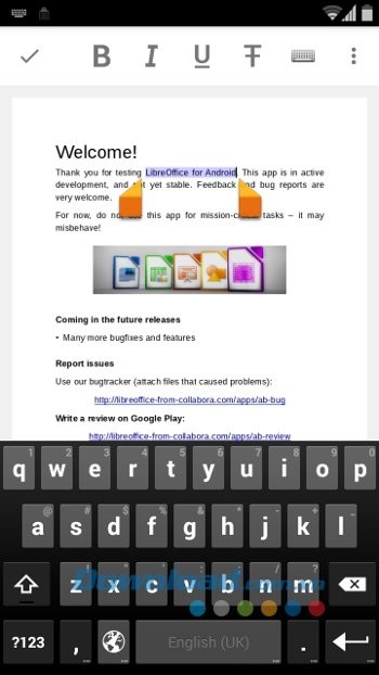 Thao tác linh hoạt với bàn phím trên LibreOffice Viewer