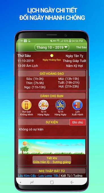 Lịch ngày chi tiết