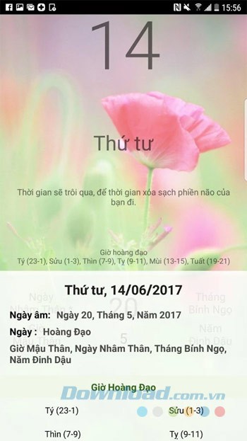 Giao diện chính của Lịch vạn niên