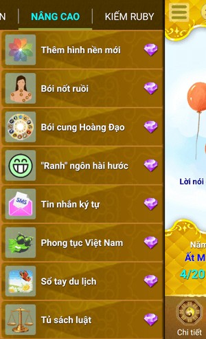 Các tiện ích của ứng dụng